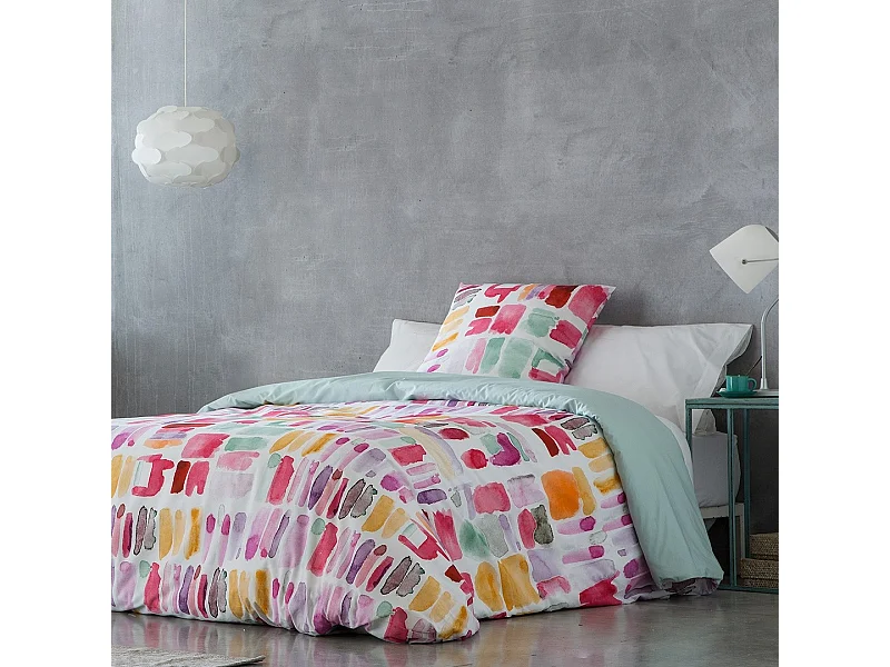 Housse de couette imprimée rose Naf Naf Lille 260x240 cm