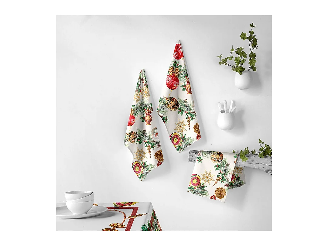 Torchons de cuisine de Noël Naf Naf Décoration Noël multicolore 50x70