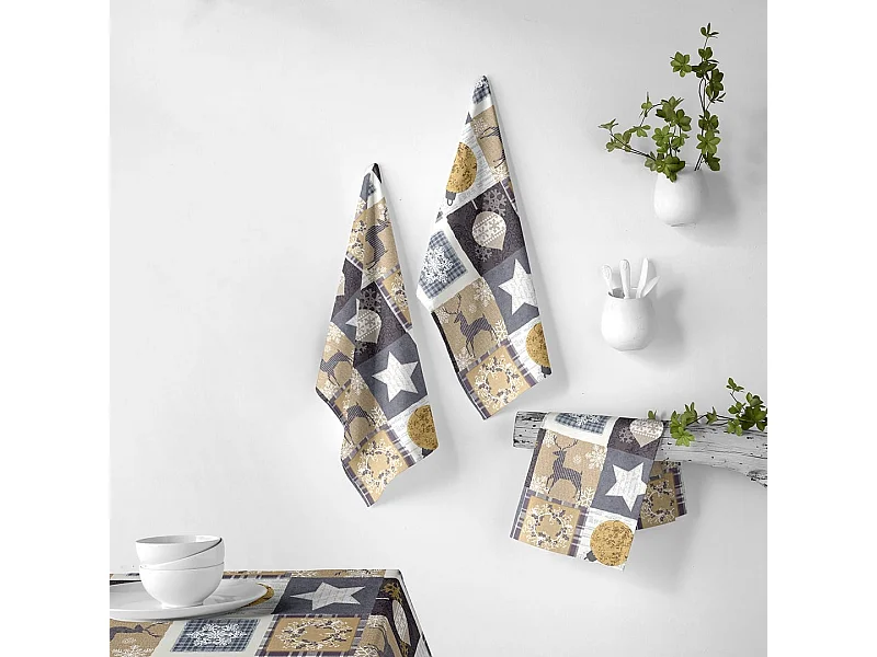 Naf Naf Rustic Xmas Toalhas de cozinha de Natal multicolorido