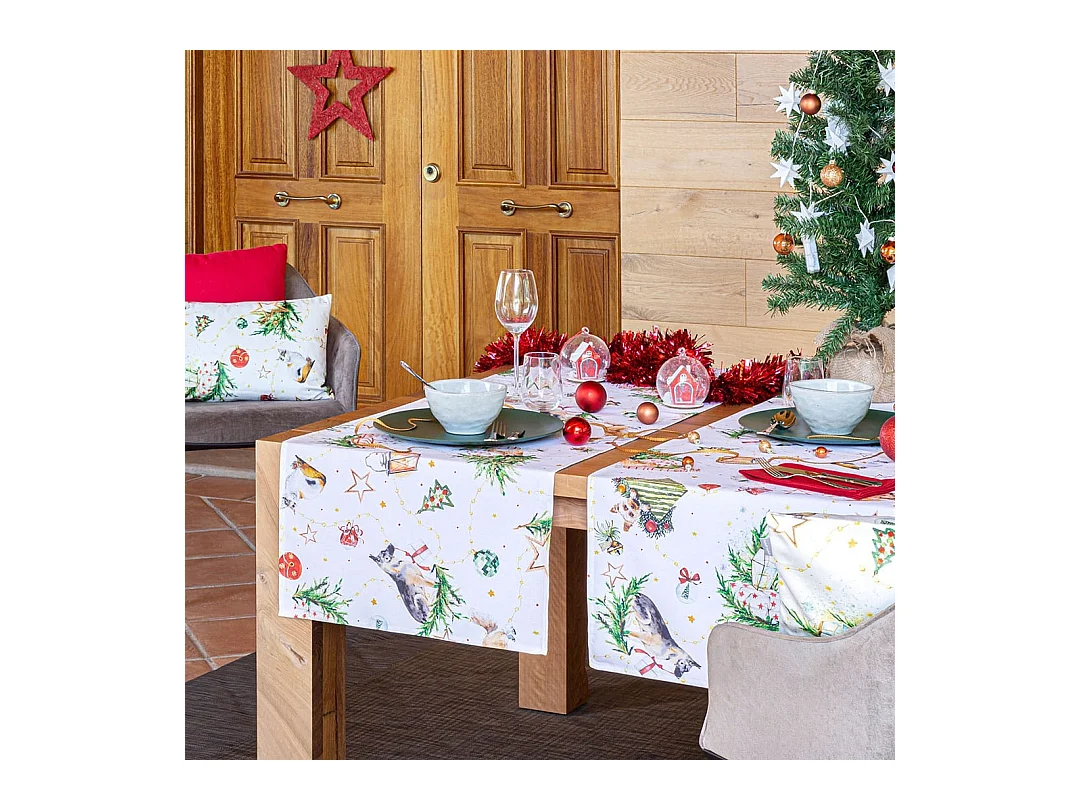 Naf Naf Puppies Xmas Chemin de table de Noël multicolore 50x150 cm