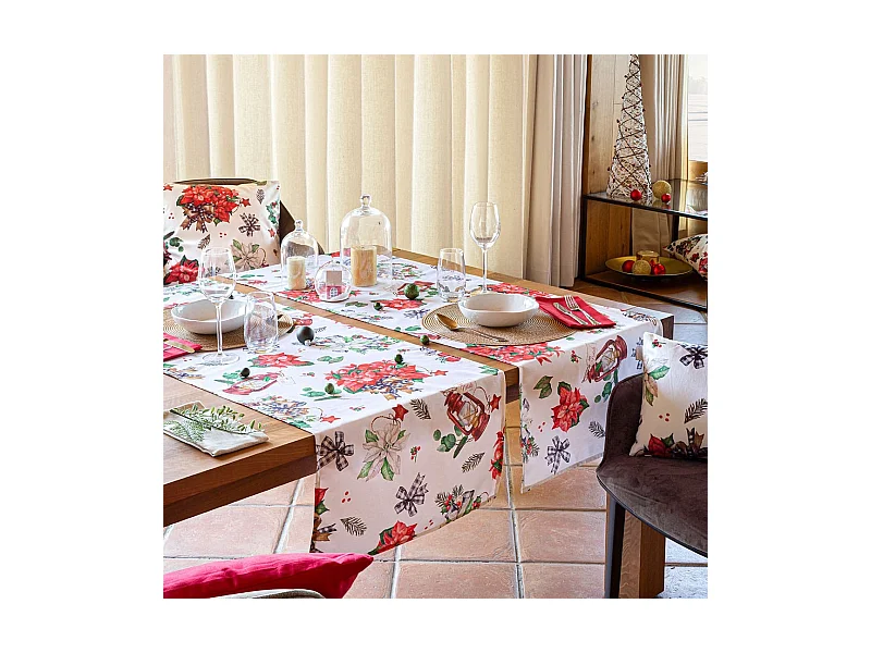 Kersttafelloper Naf Naf Ribbon Xmas veelkleurig 50x150 cm