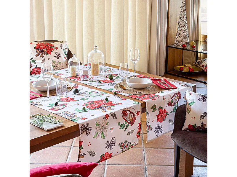 Chemin de table de Noël Naf Naf Ribbon Xmas multicolore 50x150 cm