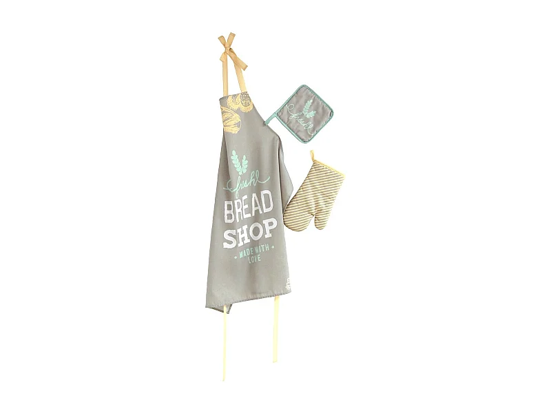 Ensemble 3 pièces tablier, moufle et manique Naf Naf Bread multicolore 70x79