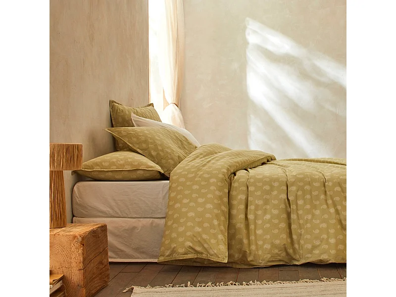 Copripiumino 100% cotone percalle biologico Sari Ecume lime