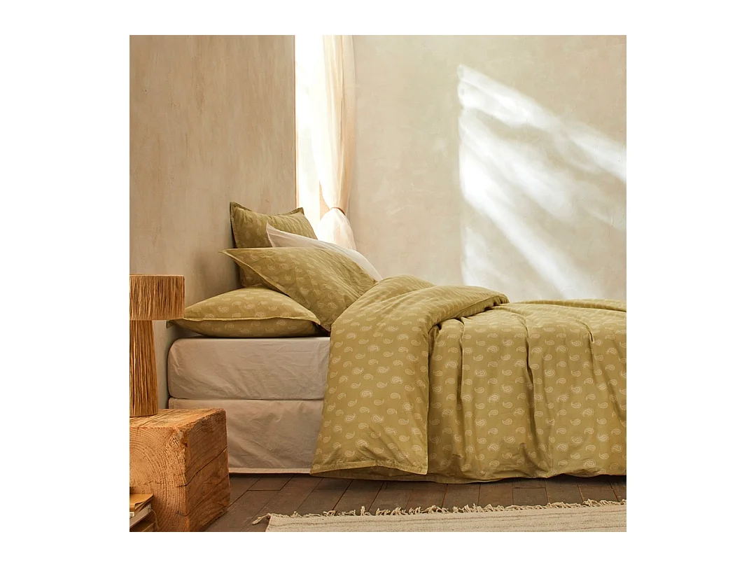 Housse de couette 100% coton percale biologique Jaune Sari c. 240x220 cm