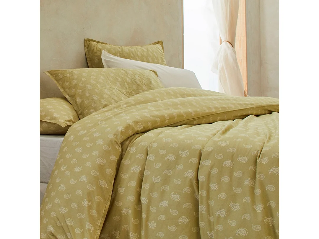 Dekbedovertrek 100% biologisch percal katoen Sari lime 240x220 cm