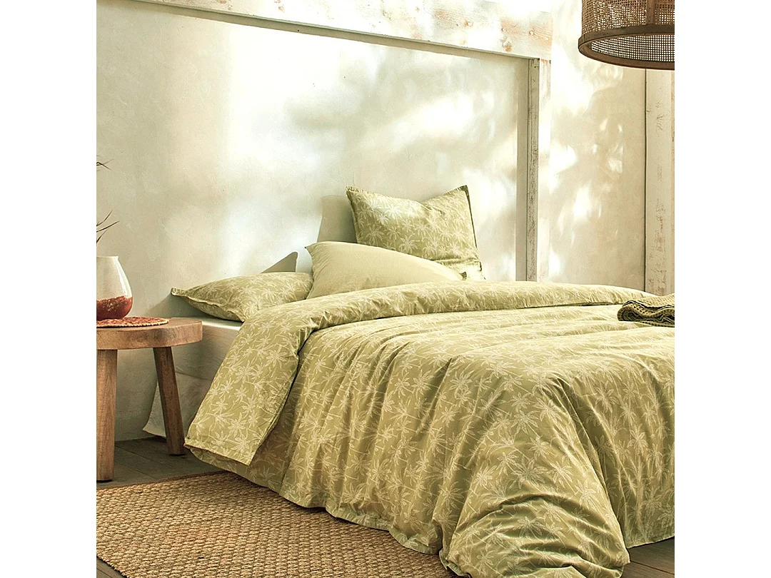 Housse de couette 100% coton percale bio Goa Ecume jaune c. 200x200 cm