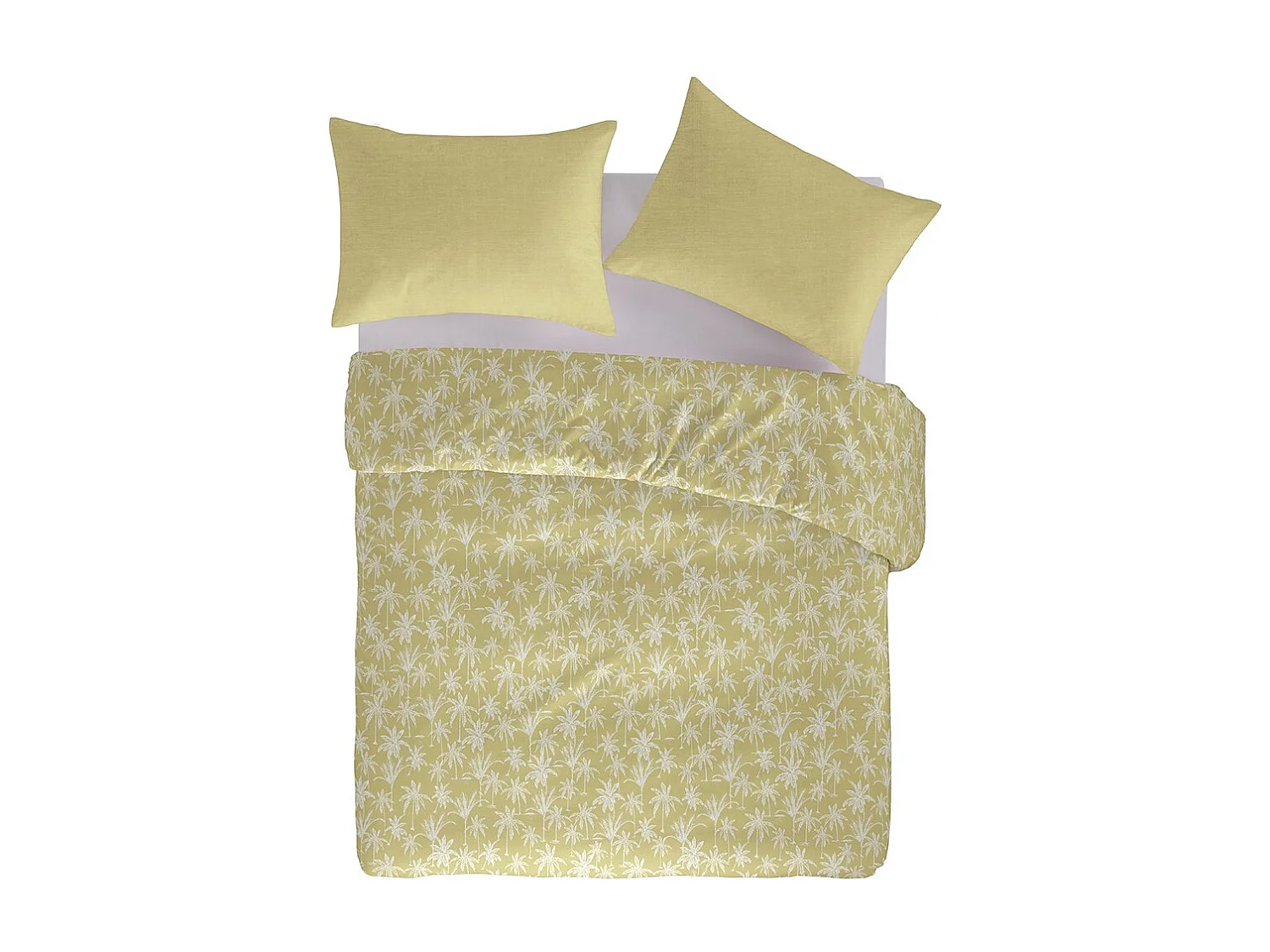 Housse de couette 100% coton percale bio Goa Ecume jaune c. 200x200 cm