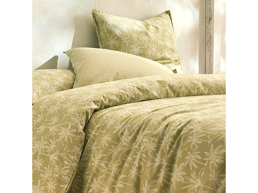 Housse de couette 100% coton percale bio Goa Ecume jaune c. 200x200 cm