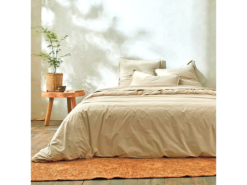 Housse de couette 100 % coton percale bio Liso PB sable 240x220 cm