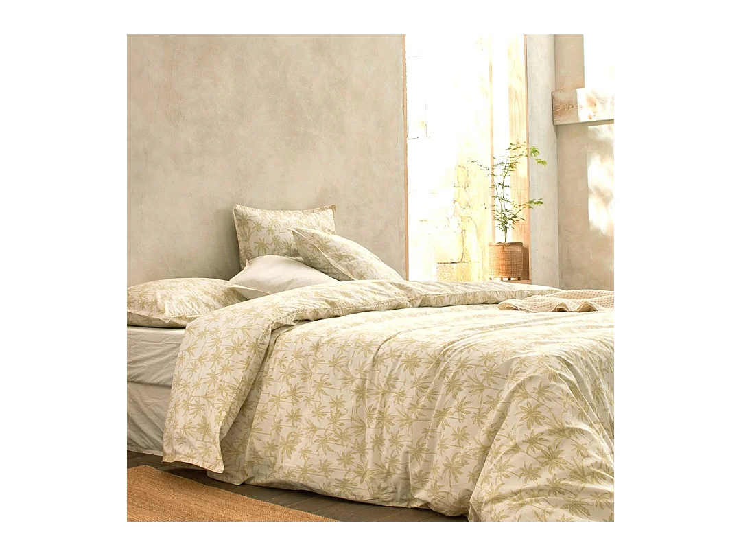 Housse de couette 100% coton percale bio Goa jaune c. 140x200 cm