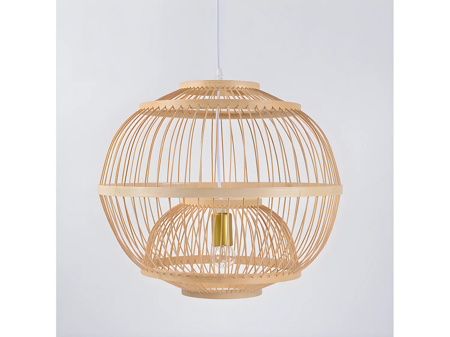 Lustre rotin suspension rotin naturel sphérique d35 cm x h35 cm