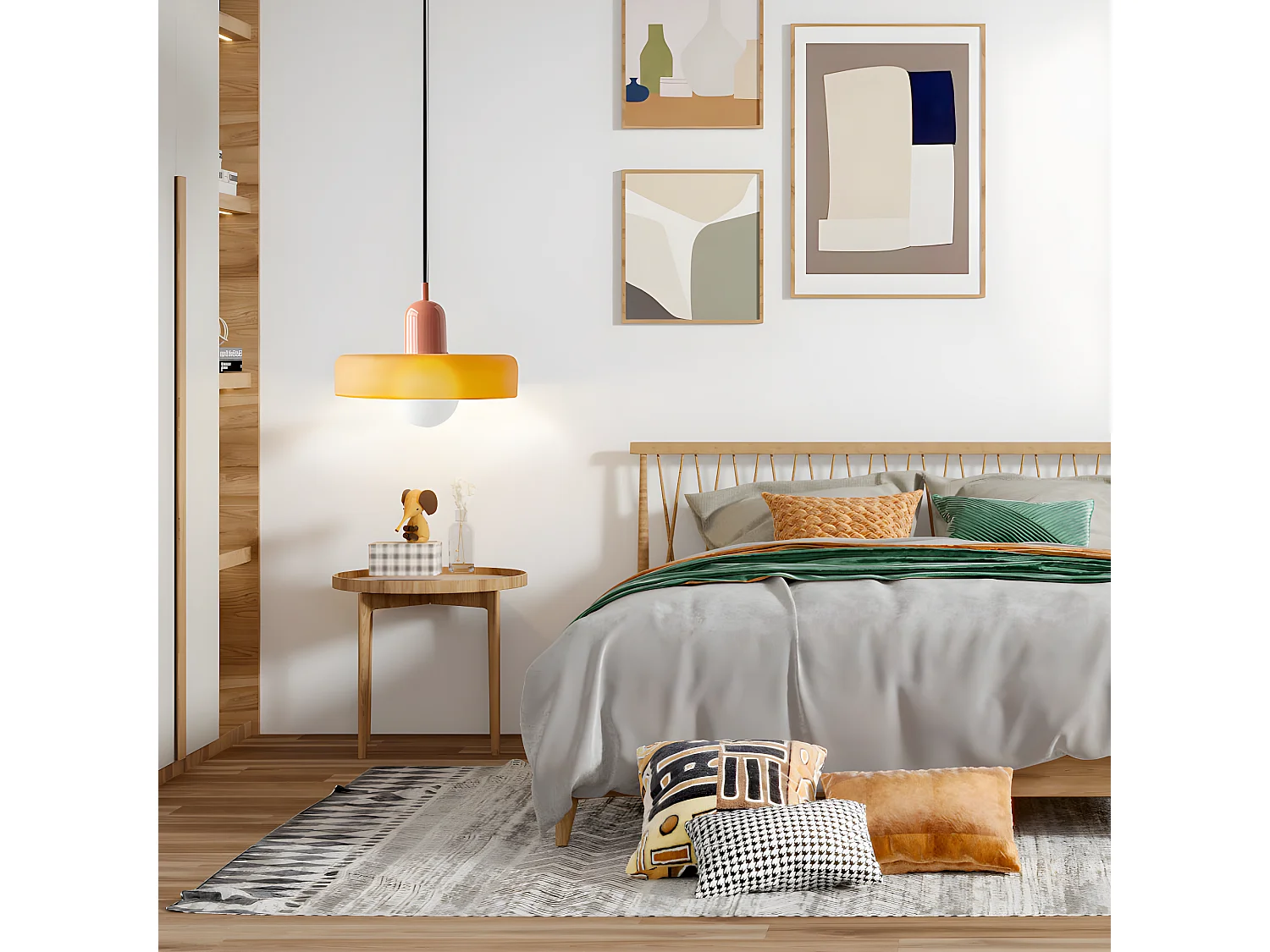 Suspension luminaire orange verre d35cm x h22cm