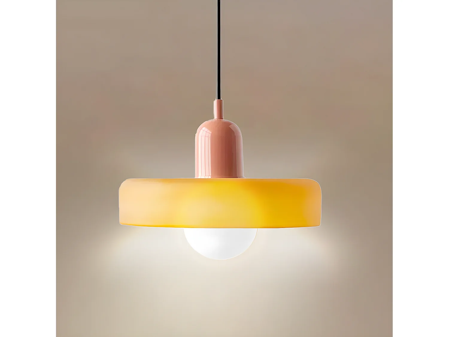 Suspension luminaire orange verre d35cm x h22cm