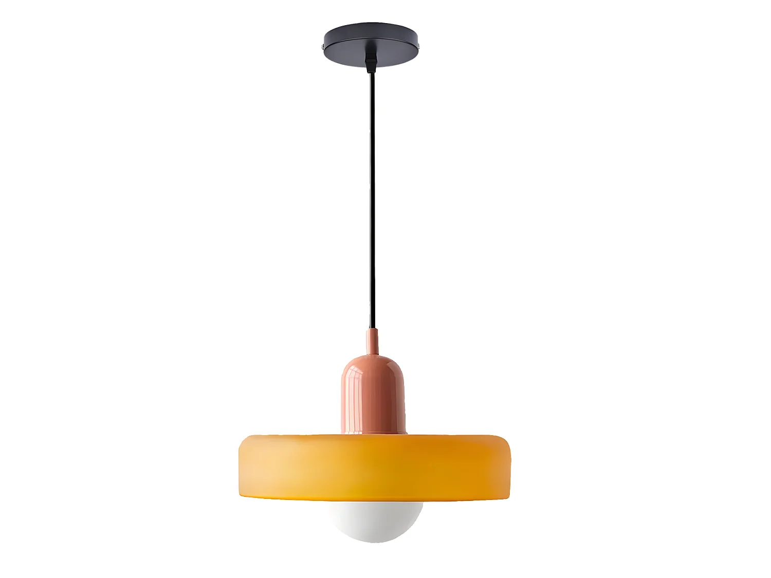 Suspension luminaire orange verre d35cm x h22cm