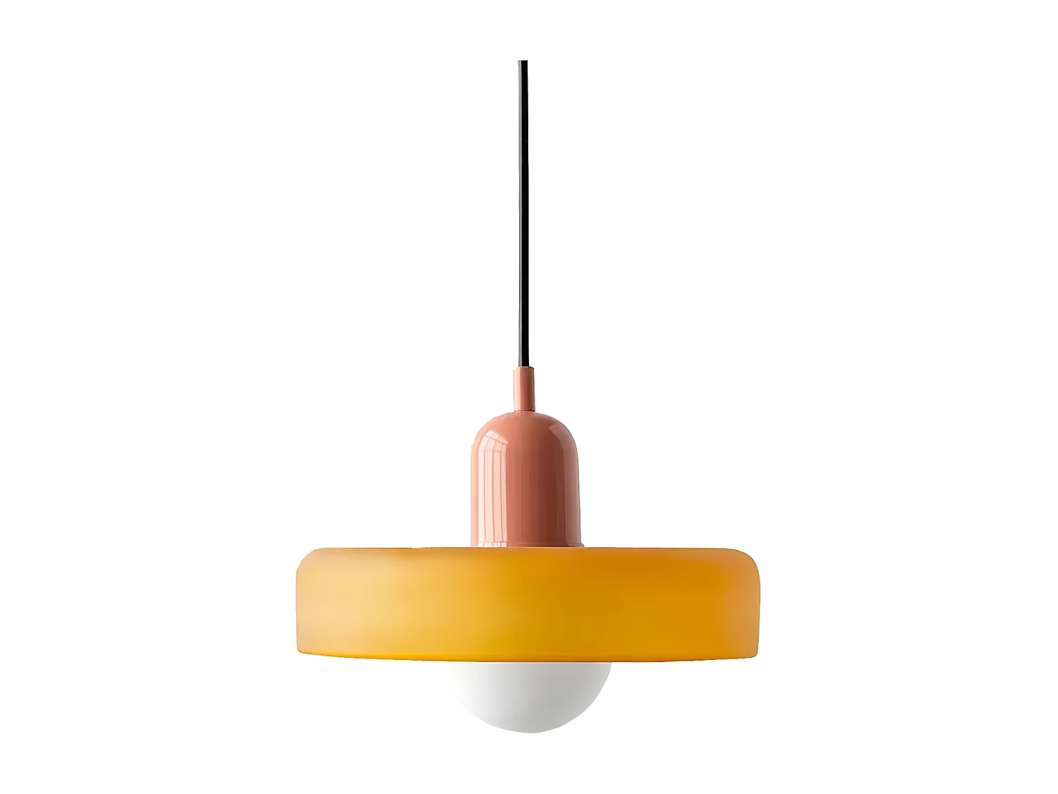 Suspension luminaire orange verre d35cm x h22cm