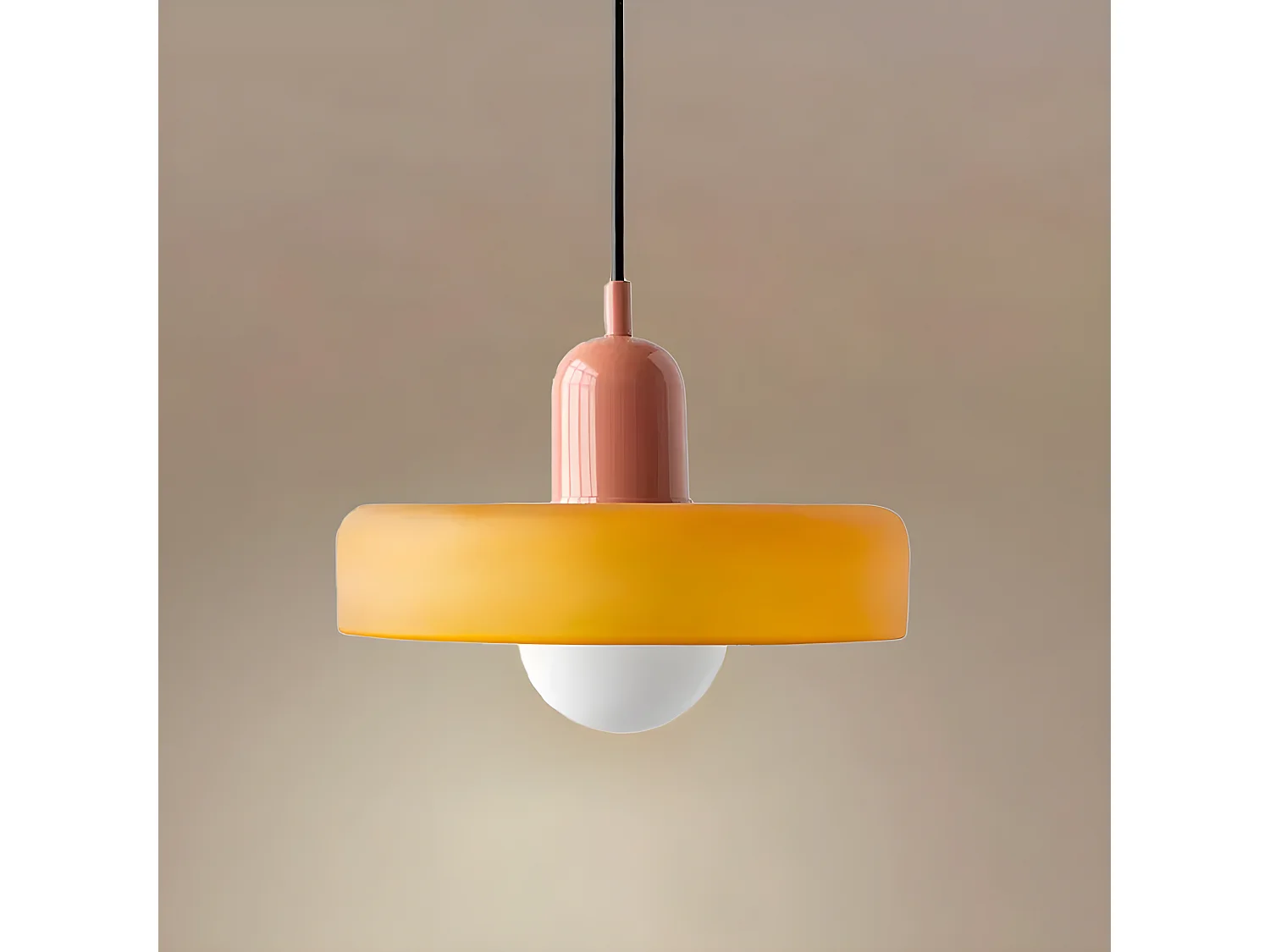 Suspension luminaire orange verre d35cm x h22cm