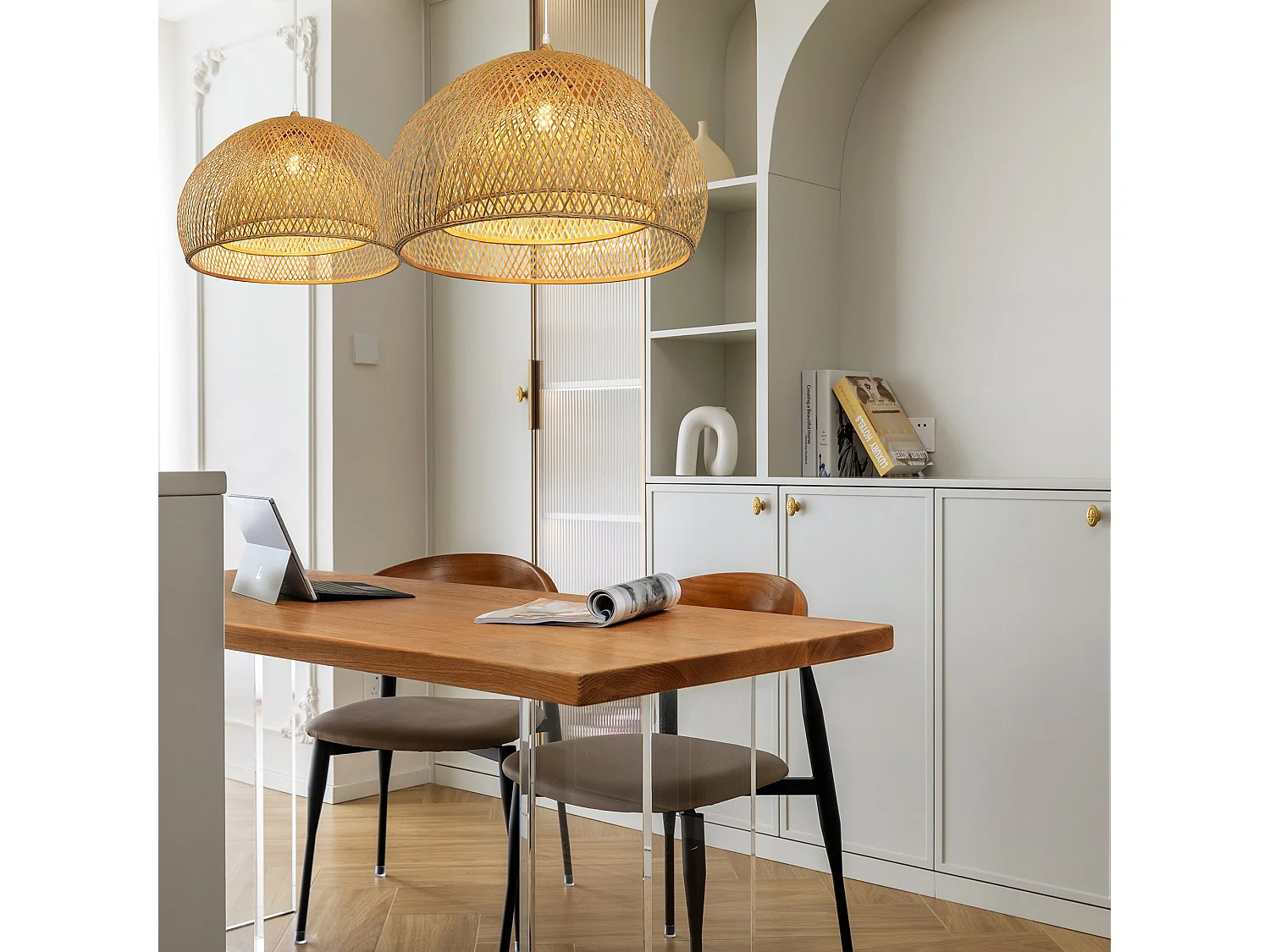 Suspension luminaire en bambou naturel d45 cm x h30 cm