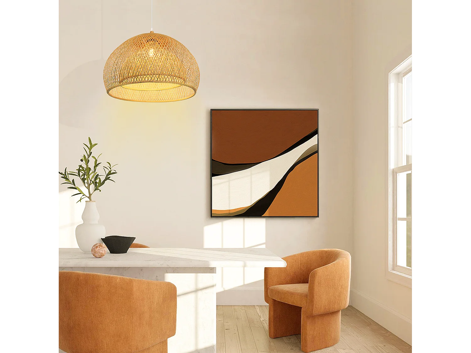 Suspension luminaire en bambou naturel d45 cm x h30 cm