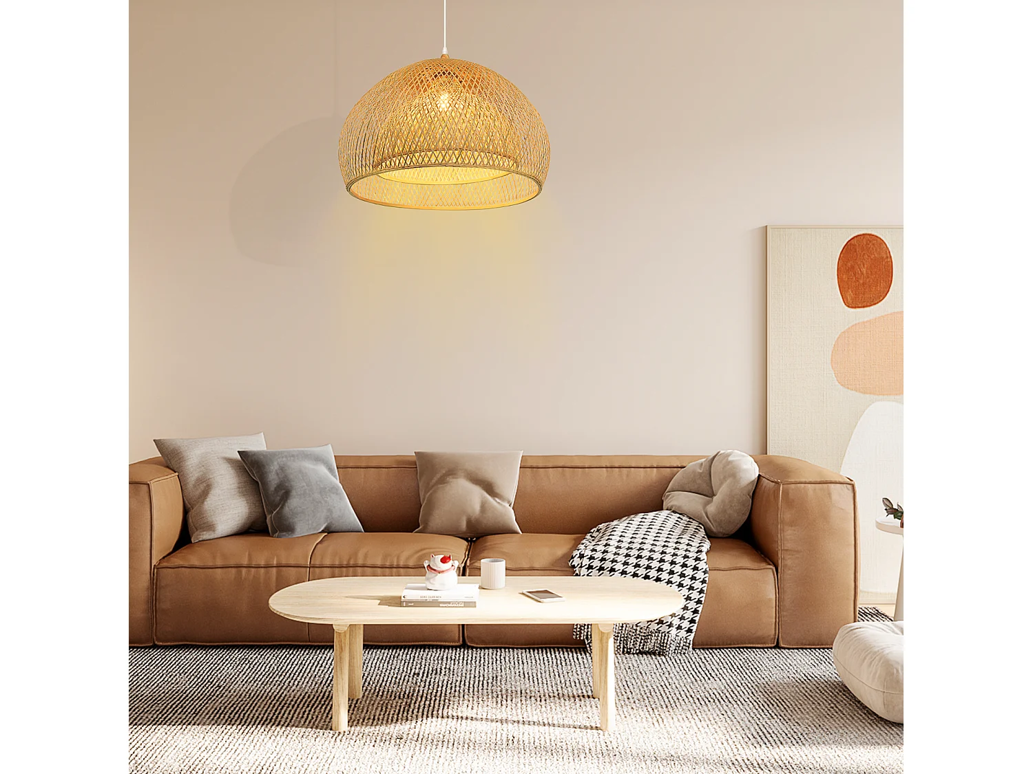 Suspension luminaire en bambou naturel d45 cm x h30 cm