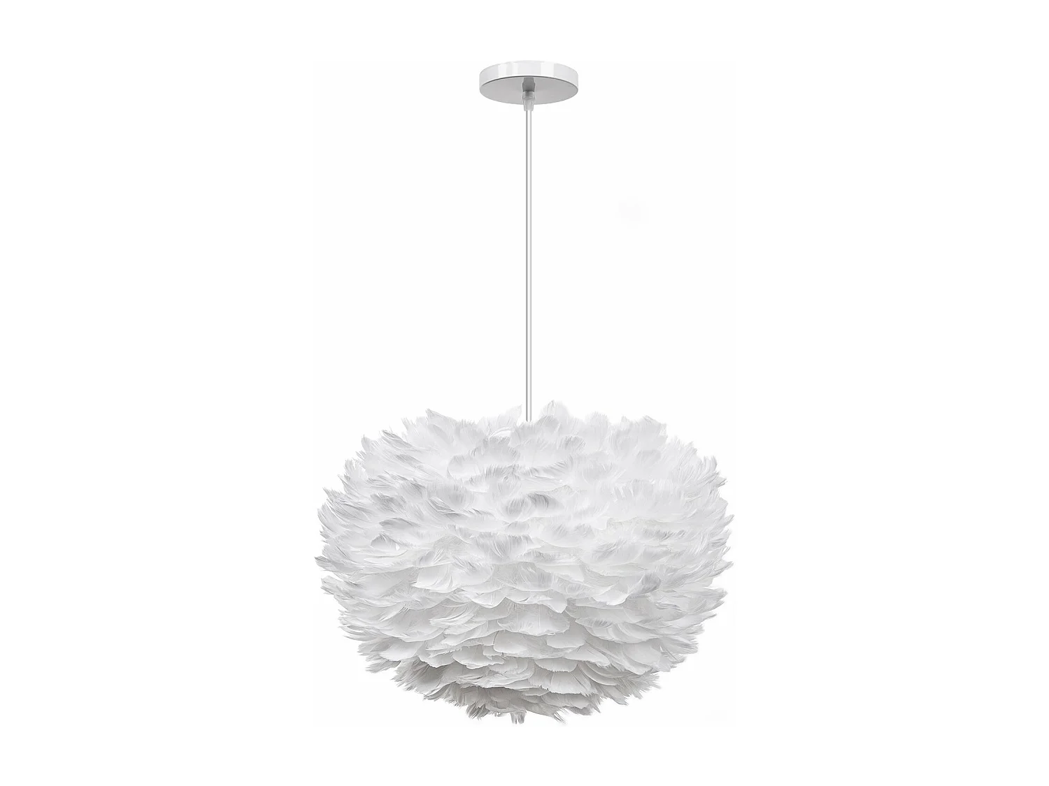 Suspension boule en plumes - d. 50 cm - blanc