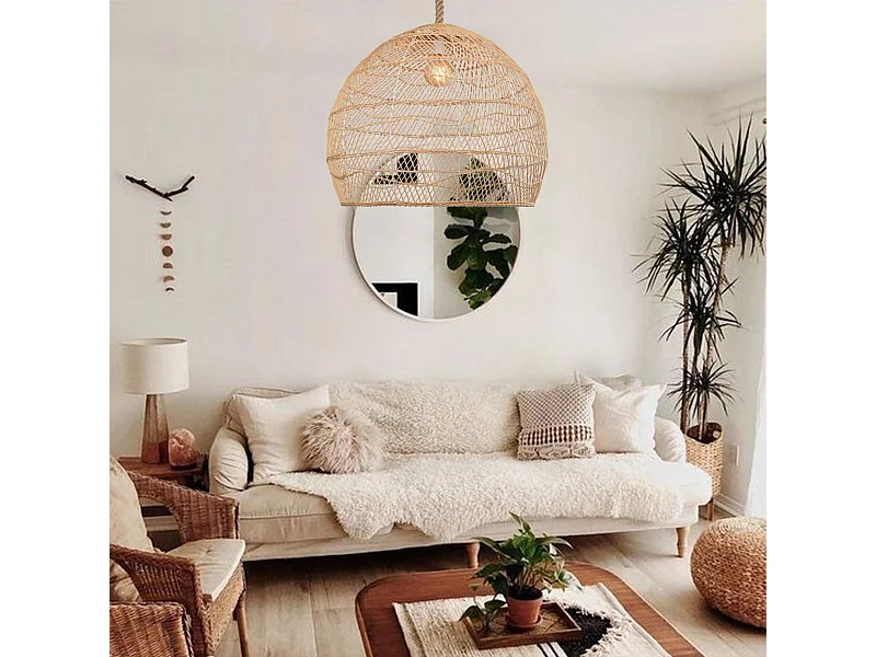 Suspension en rotin géométrique d60 cm x h60 cm