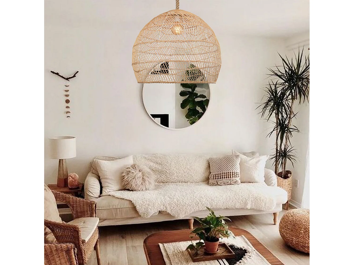 Suspension en rotin géométrique d60 cm x h60 cm