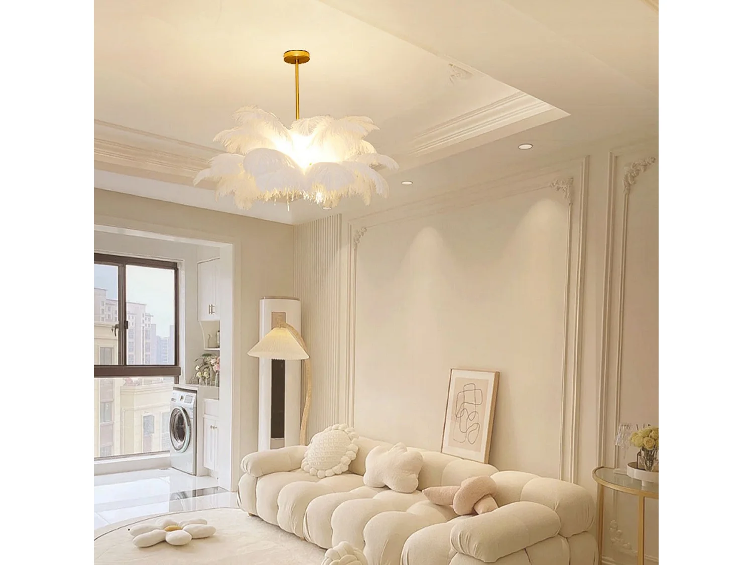 Luminaire moderne à plumes led d110 cm