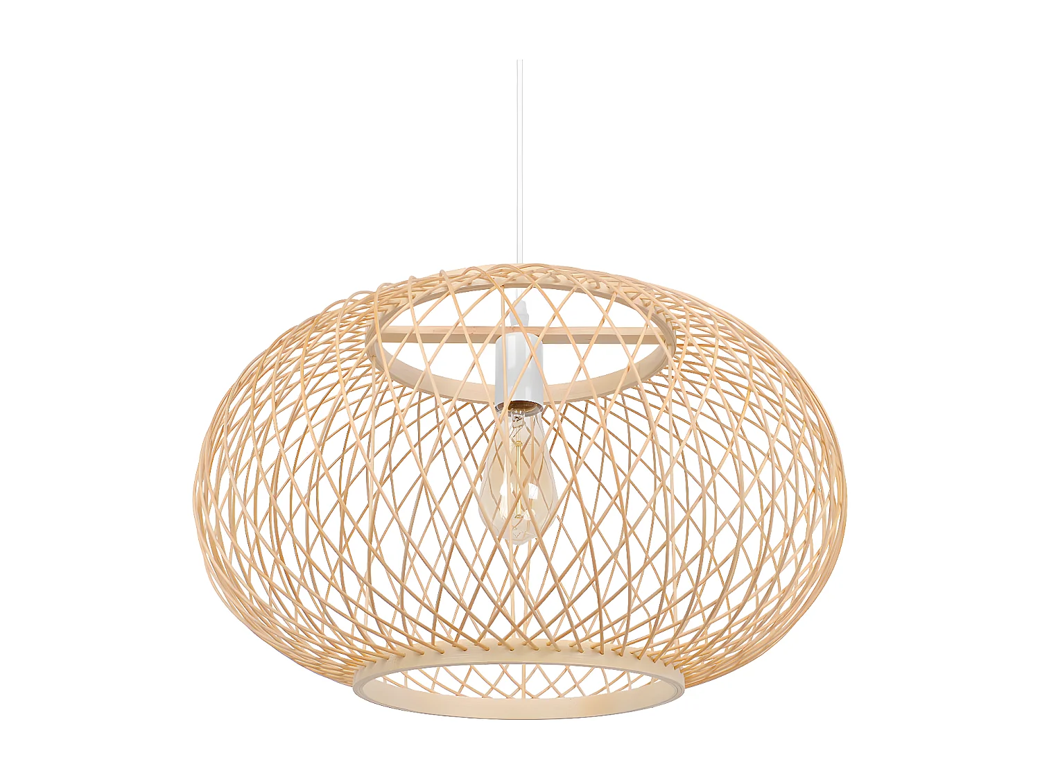 Lustre rotin suspension rotin naturel  d40 cm x h28 cm - sphérique