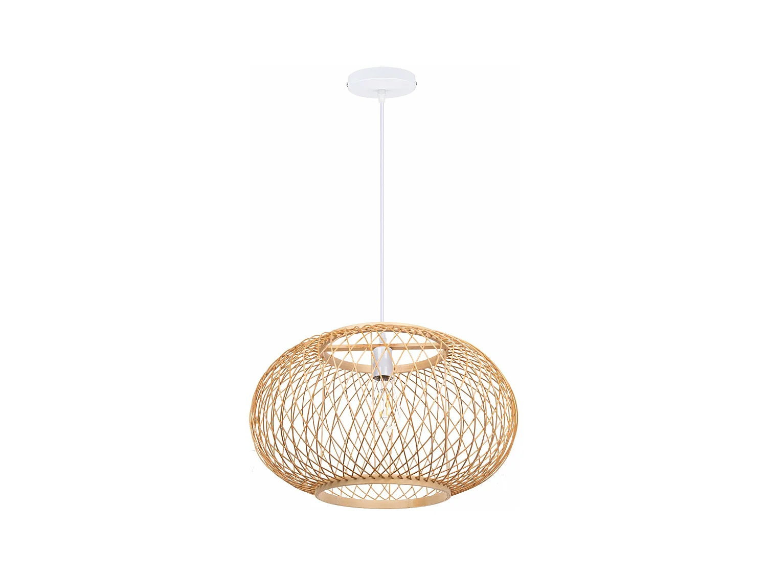 Lustre rotin suspension rotin naturel  d40 cm x h28 cm - sphérique