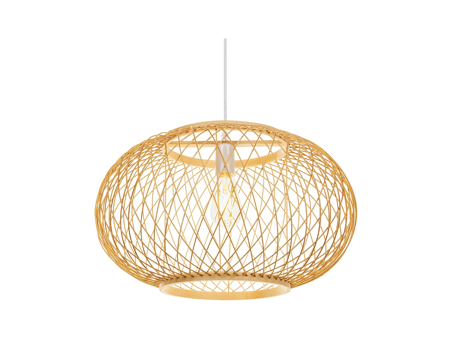 Lustre rotin suspension rotin naturel  d40 cm x h28 cm - sphérique