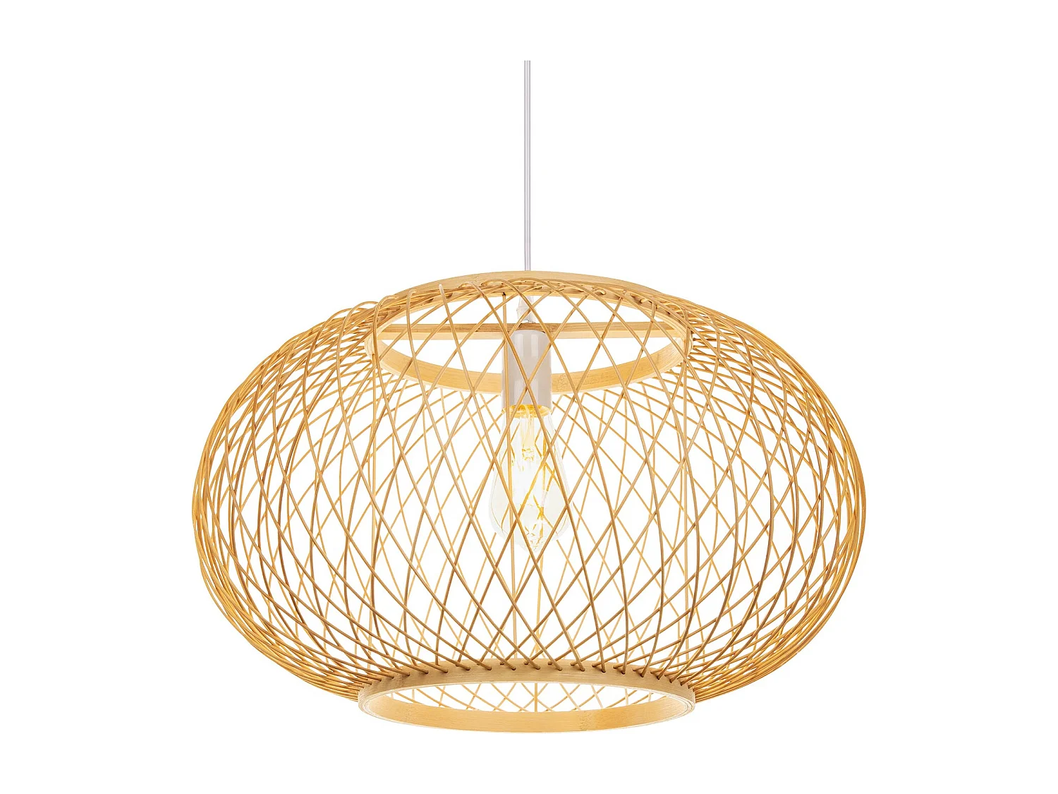 Lustre rotin suspension rotin naturel  d40 cm x h28 cm - sphérique