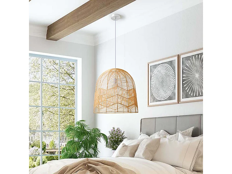 Lustre rotin suspension rotin naturel d60 cm x h60 cm