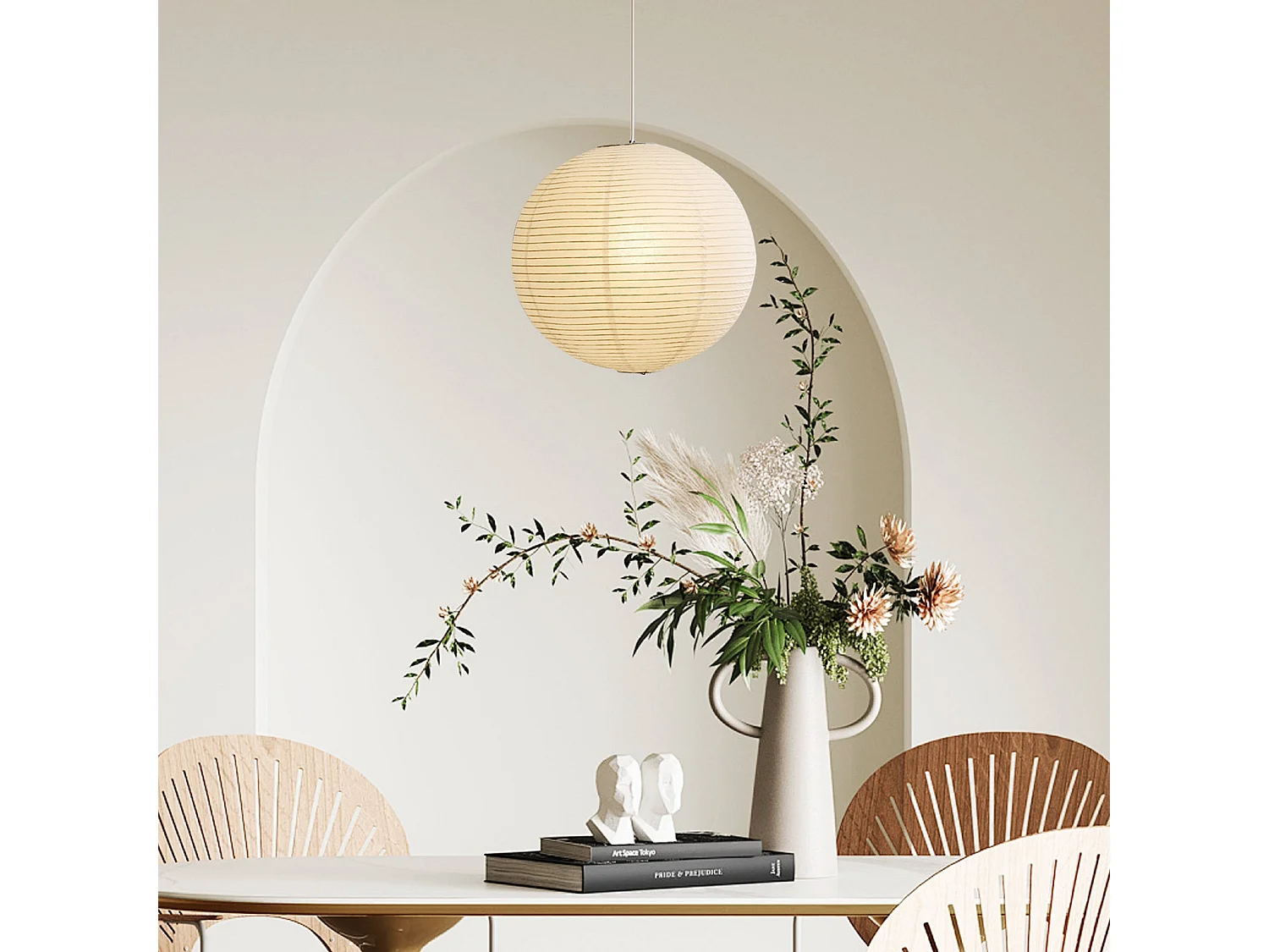 Suspension luminaire papier blanc lanterne d40cm x hd40cm