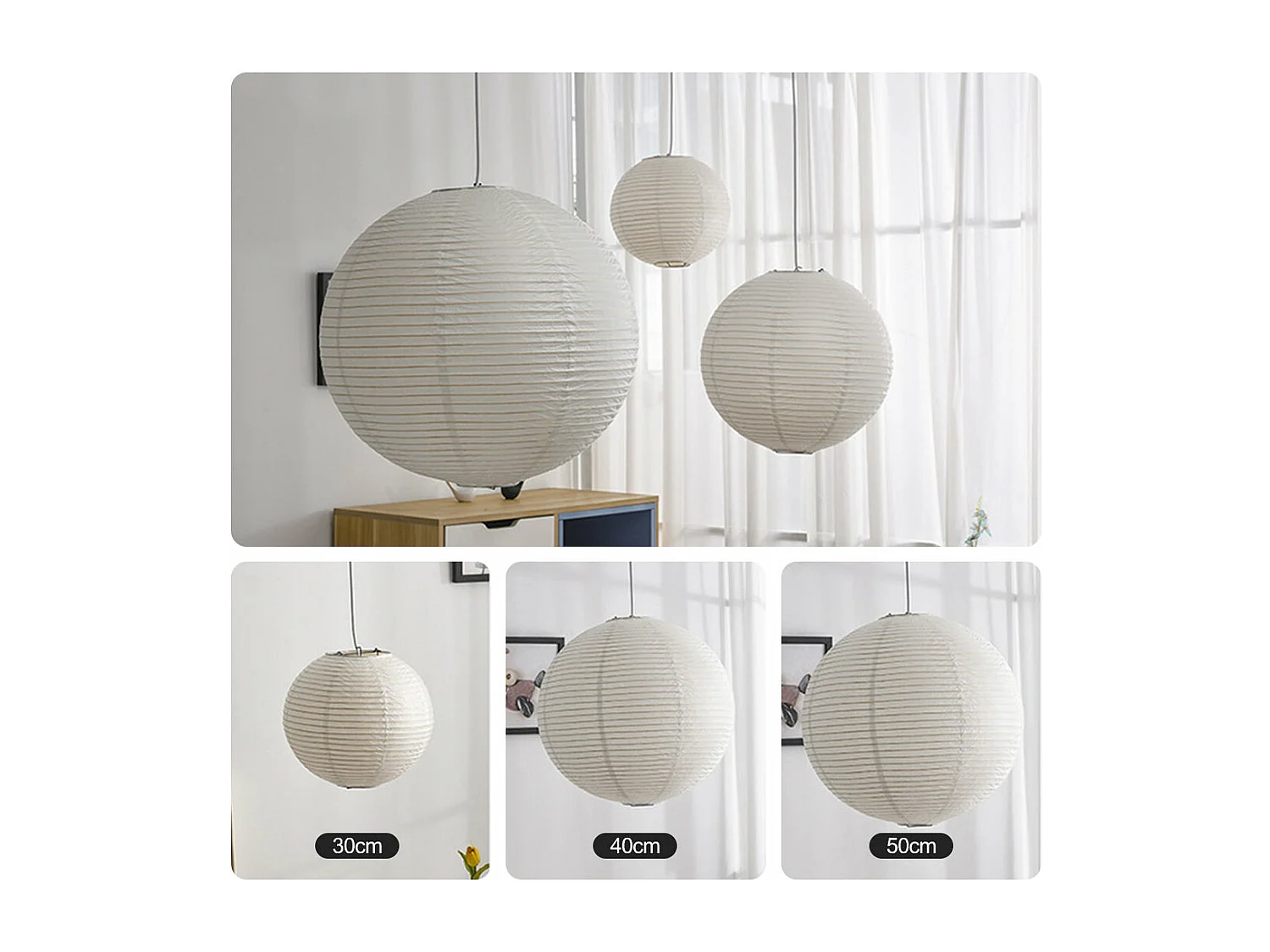 Suspension luminaire papier blanc lanterne d40cm x hd40cm