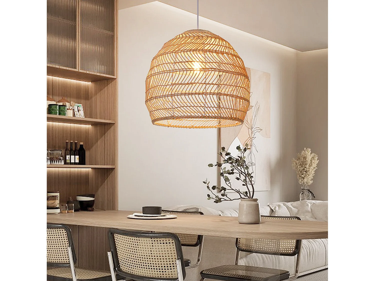 Suspension en rotin géométrique naturel d60 cm x h60 cm