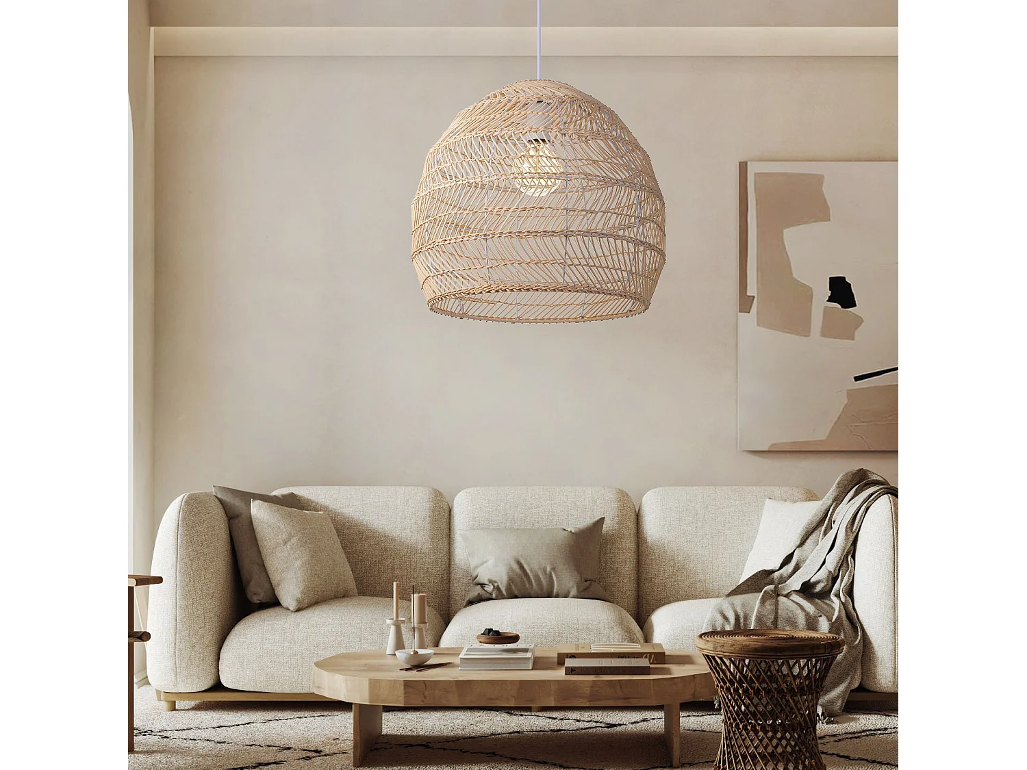 Suspension en rotin géométrique naturel d60 cm x h60 cm