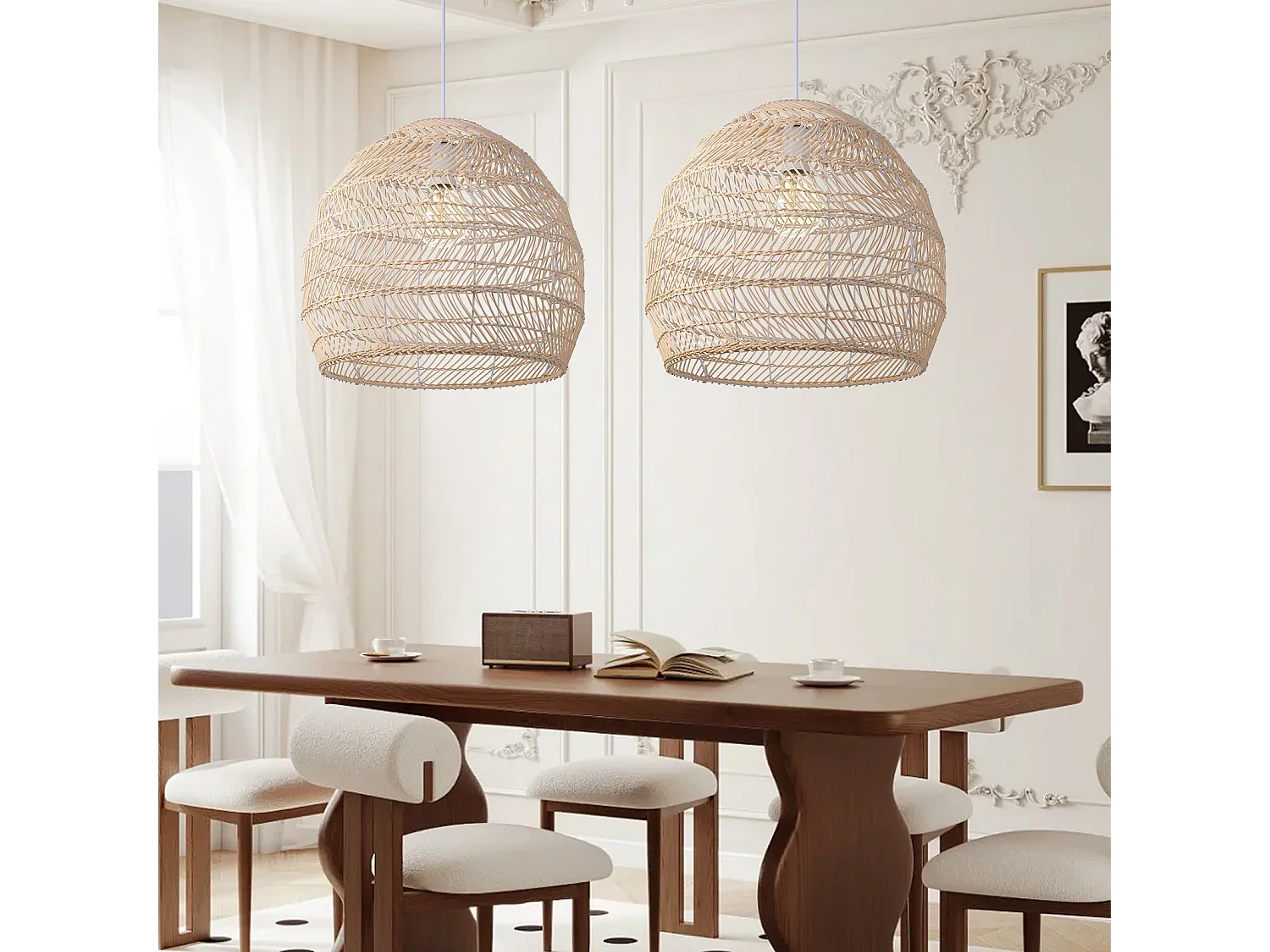 Suspension en rotin géométrique naturel d60 cm x h60 cm