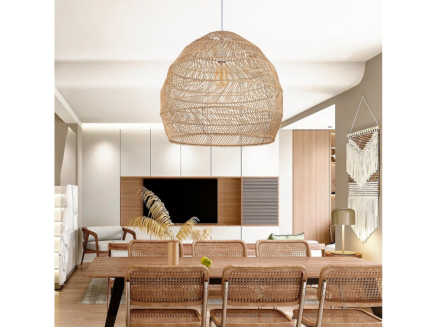 Suspension en rotin géométrique naturel d60 cm x h60 cm