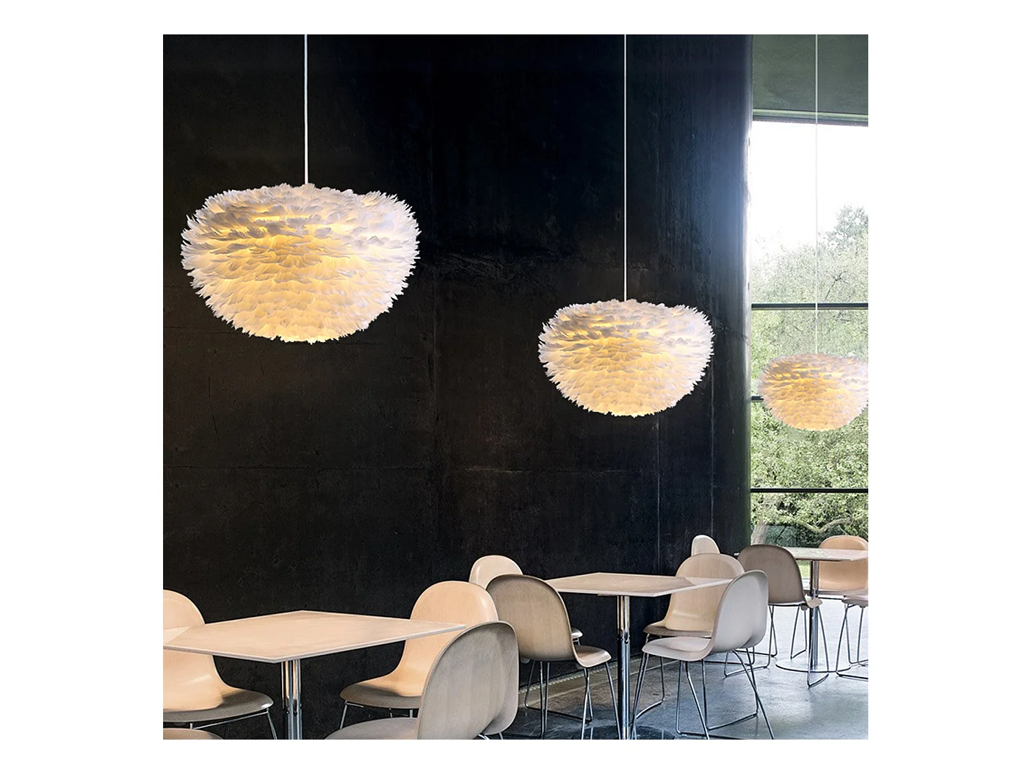 Suspension boule en plumes - d. 40 cm - blanc