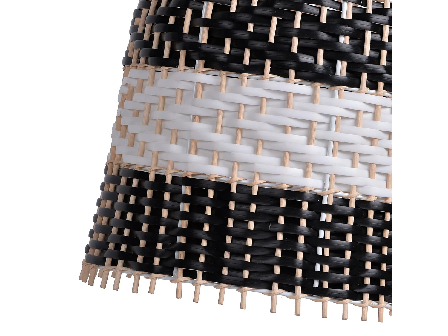 Suspension ethnique en métal et rotin naturel - noir - d30 cm x h40 cm