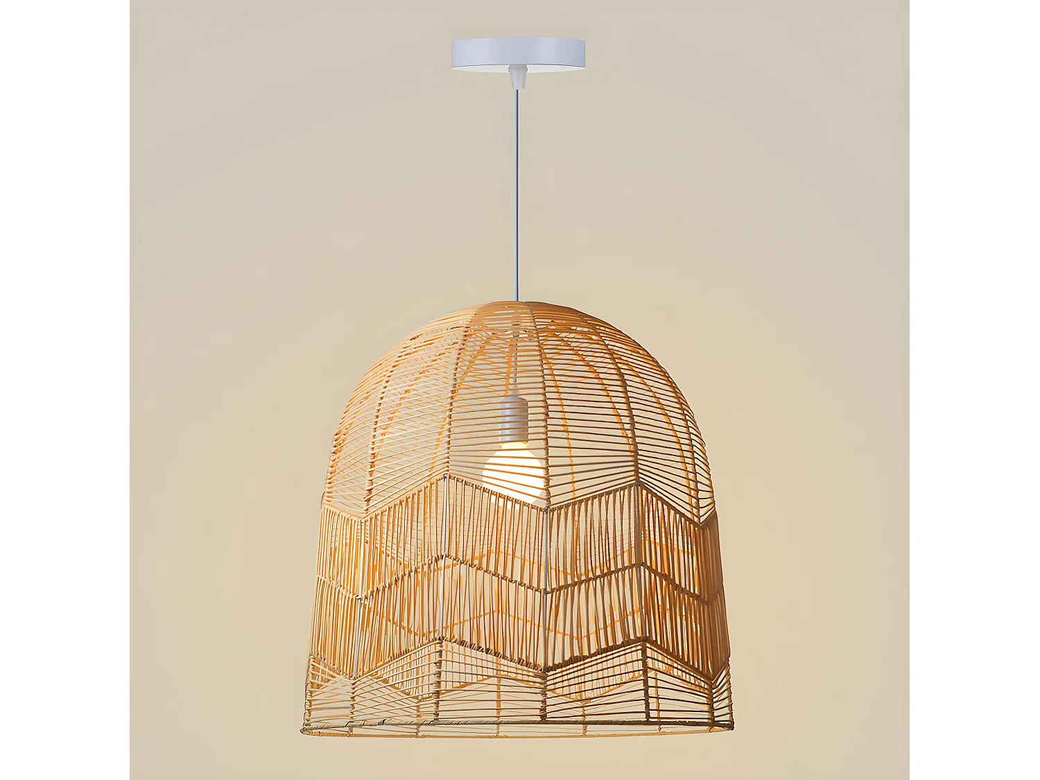 Lustre rotin suspension rotin naturel d40 cm x h40 cm