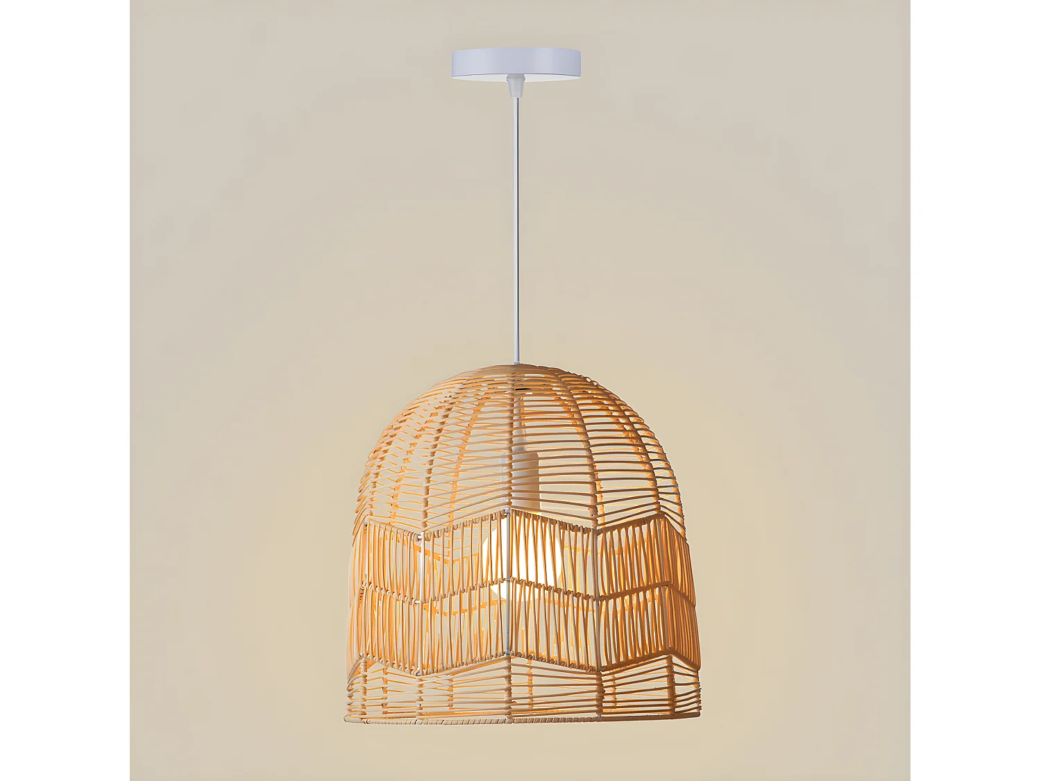 Lustre rotin suspension rotin naturel d40 cm x h40 cm