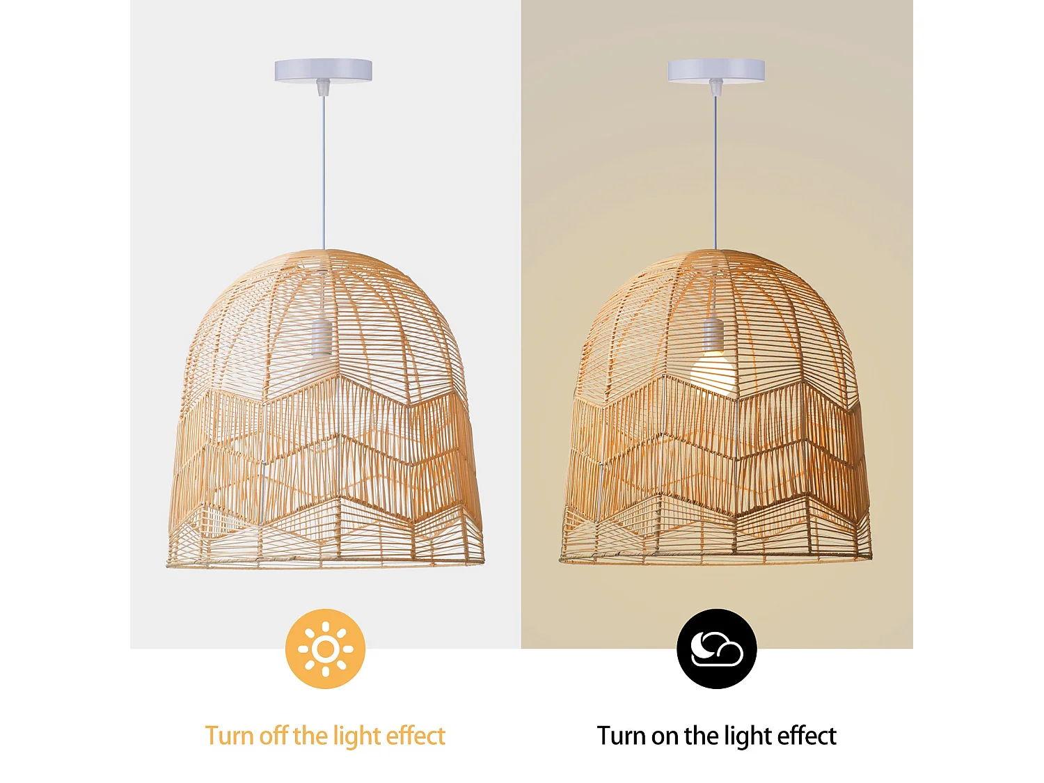 Lustre rotin suspension rotin naturel d40 cm x h40 cm