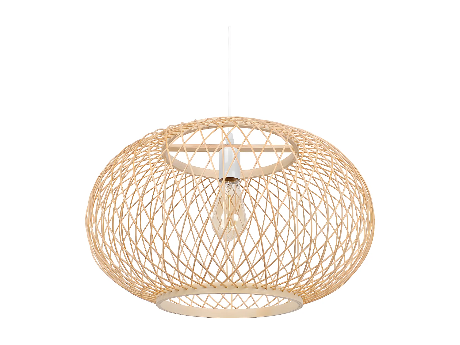 Lustre rotin suspension rotin naturel d50 cm x h30 cm - sphérique