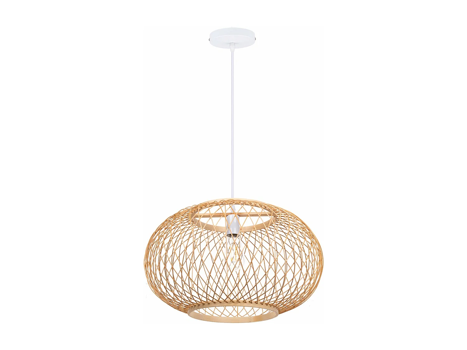 Lustre rotin suspension rotin naturel d50 cm x h30 cm - sphérique