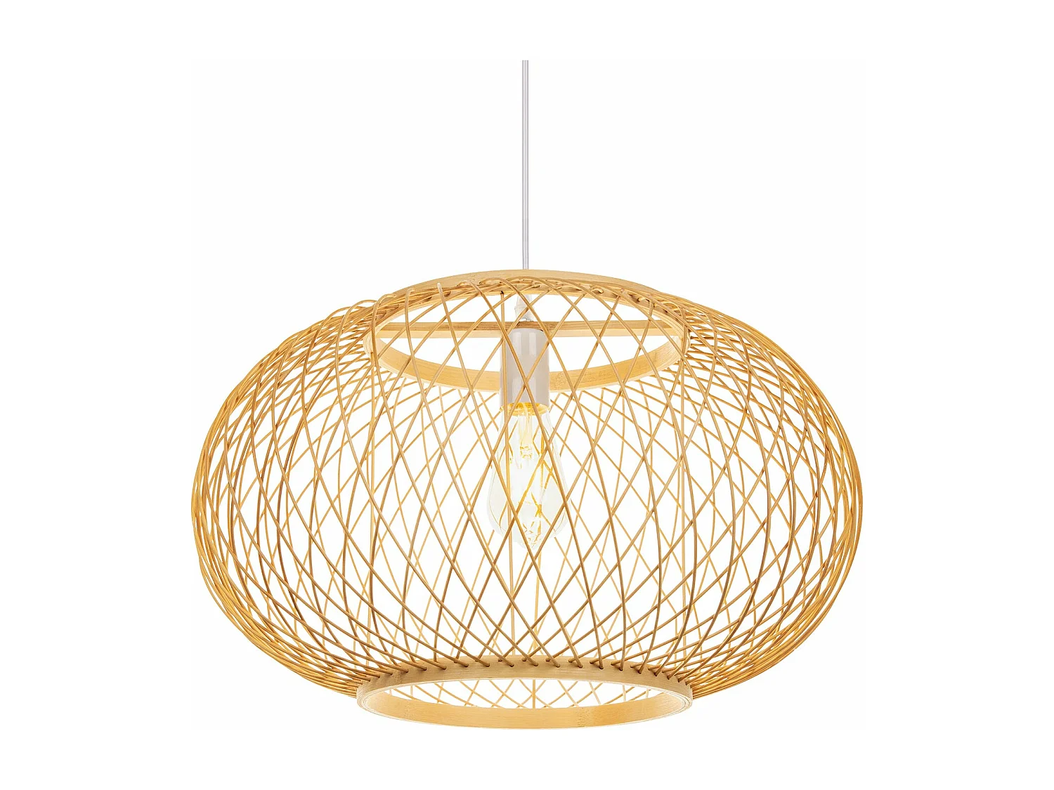 Lustre rotin suspension rotin naturel d50 cm x h30 cm - sphérique