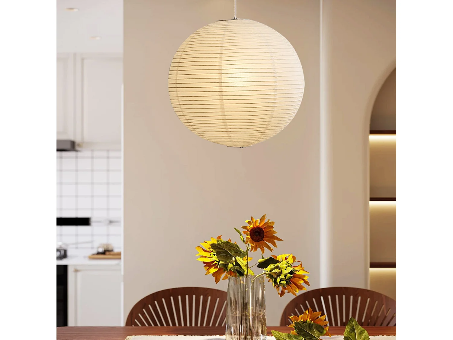 Suspension luminaire papier blanc lanterne d50cm x hd50cm