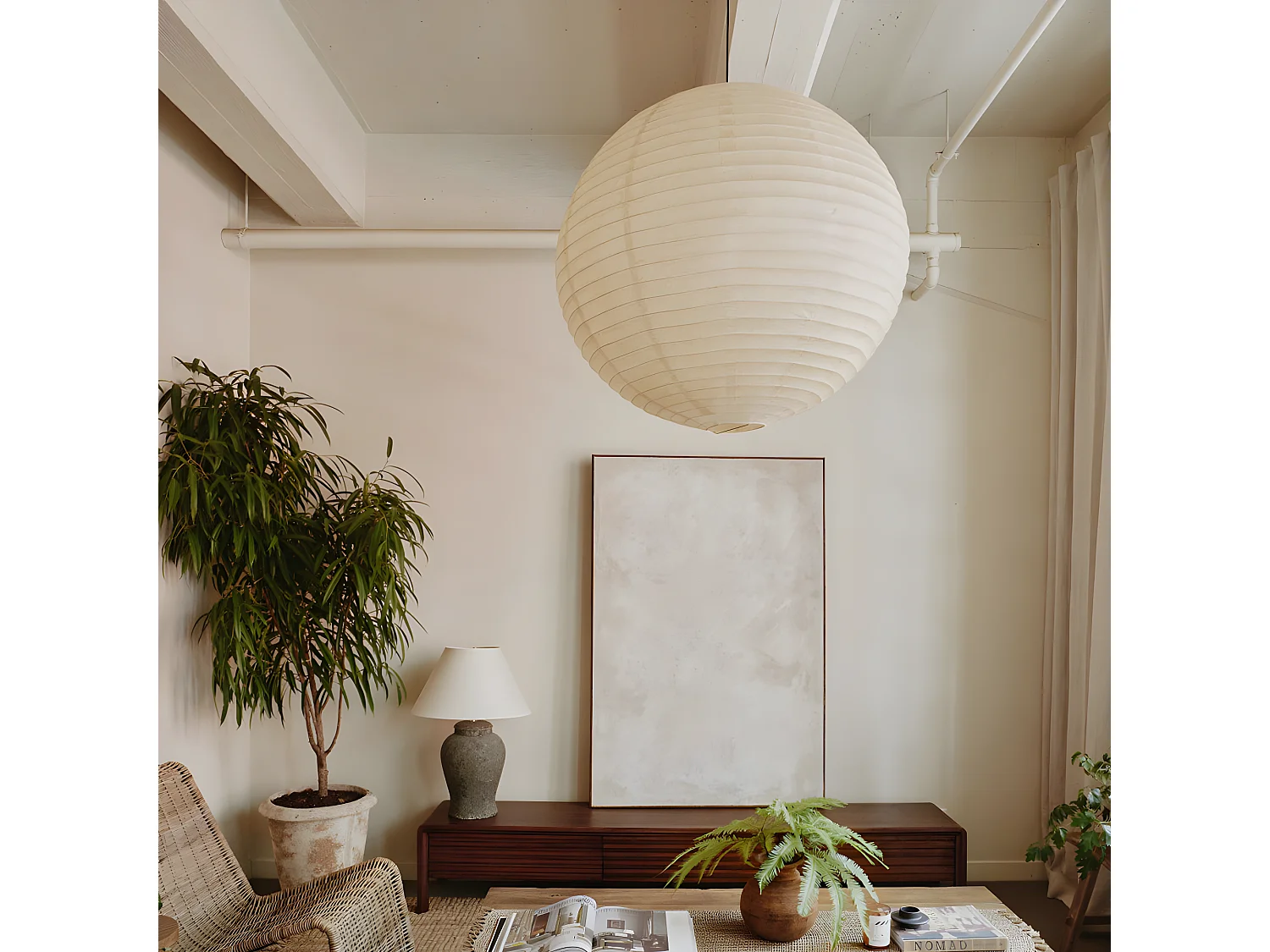 Suspension luminaire papier blanc lanterne d50cm x hd50cm