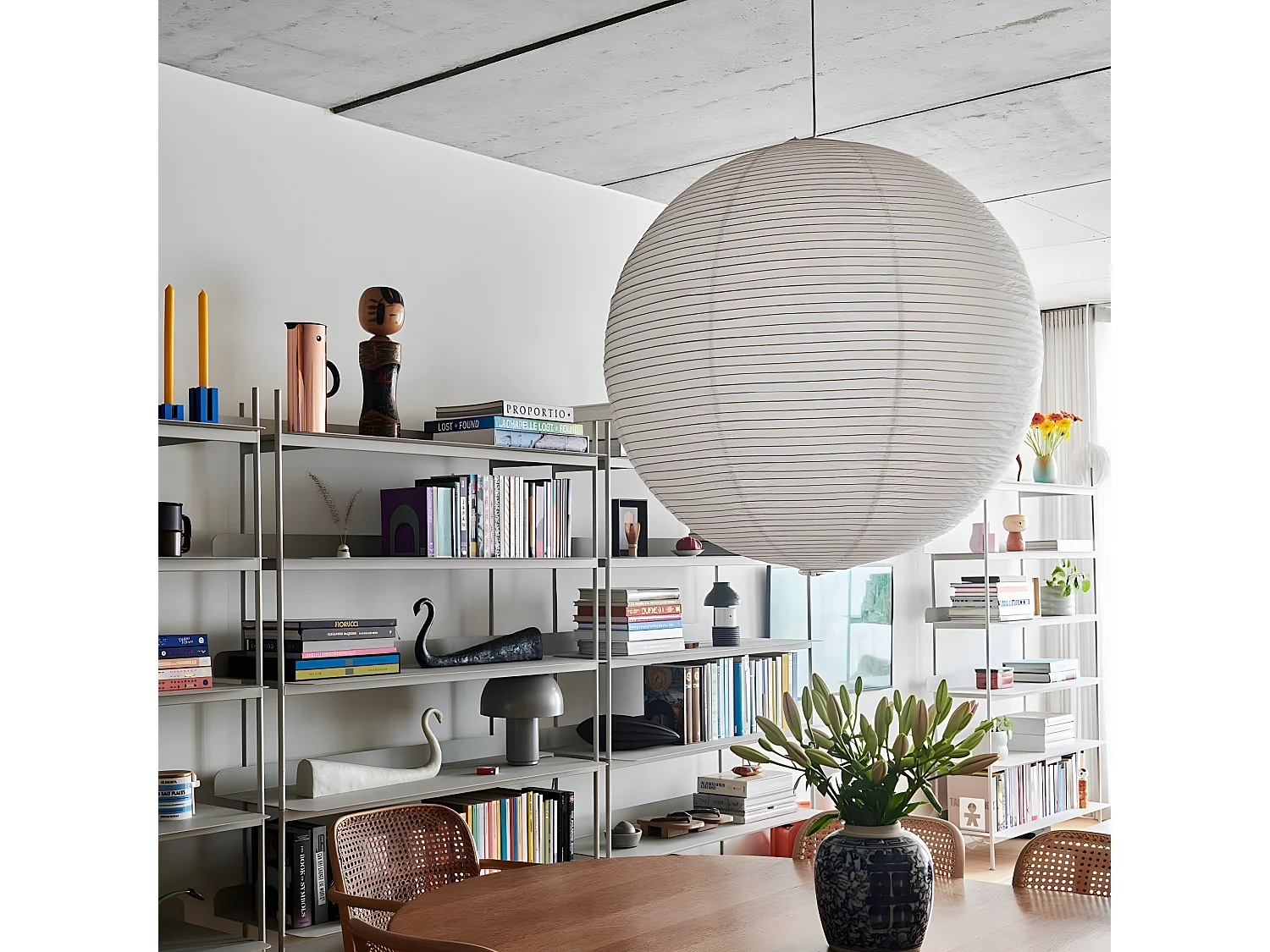 Suspension luminaire papier blanc lanterne d30cm x hd30cm